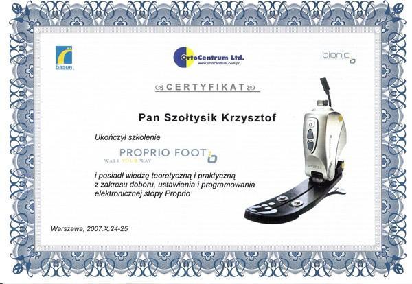 Certyfikat propio foot